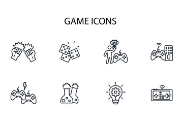 Game icon set.vector.Editable stroke.linear style sign for use web design,logo.Symbol illustration.
