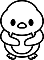 cute bird illustation in simple line style