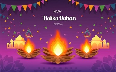 Vector illustration for Indian festival Holika Dahan wishes poster Desing