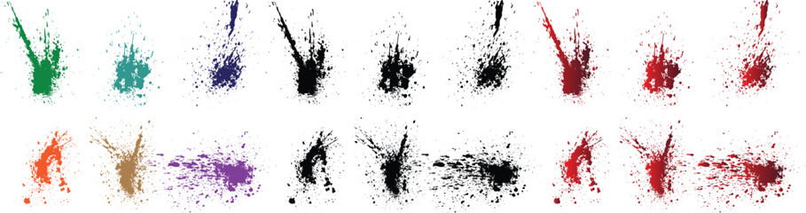 Dirty distress scratch set of wheat, purple, orange, red, green, black color blood claw texture brush stroke banner background