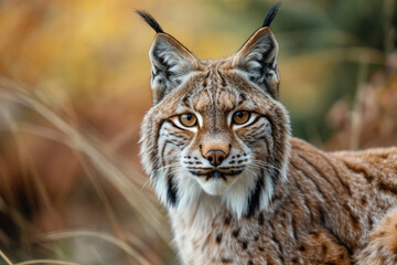 Naklejka na ściany i meble The majestic gaze of a Lynx in its natural habitat