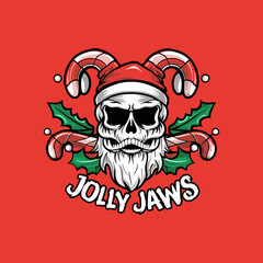 skull as santa logo vector 