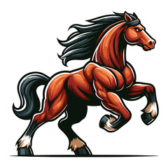 Fototapeta na wymiar Strong athletic animal horse mascot design vector illustration, logo template isolated on white background