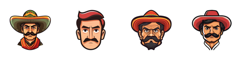 Mexican man face. Vector illustration