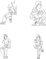 Vector sketch illustration design of people sitting and relaxing in the park