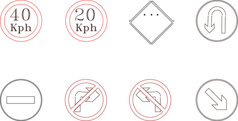 Vector sketch illustration design of warning sign symbol of rules on the road