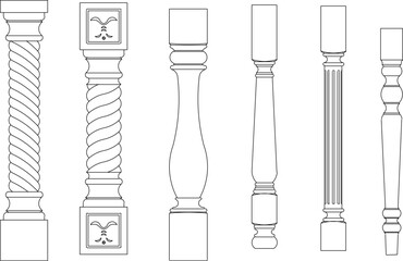 Vector sketch illustration of classical vintage roman greek column pillar architectural design