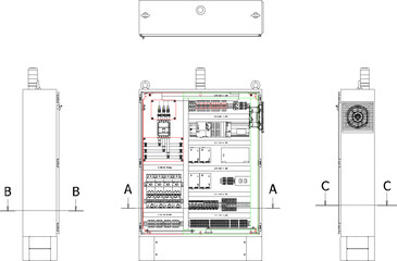 Vector sketch illustration of control panel design of multi-storey building