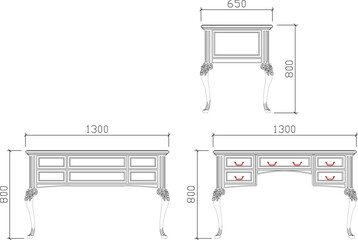 Vector sketch illustration of traditional ethnic vintage classic furniture architectural design