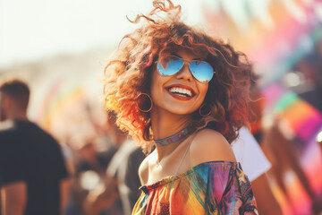 Melodic Joy: Capturing the Vibrant Spirit of a Young Girl at a Summer Music Fest