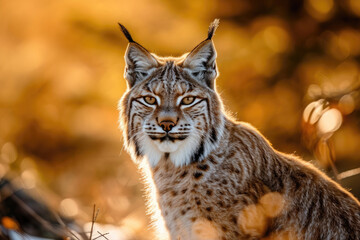 A Lynx bathed in sunlight, with a penetrating stare