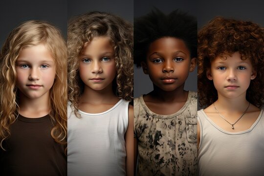 Grid image of diverse group of children, different genders and ethnicities