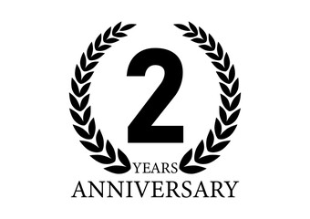 Obraz premium 2 Years or Two Years Anniversary Logo. Anniversary Celebration Logo for Wedding, Birthday Party or Celebration. Vector Illustration.