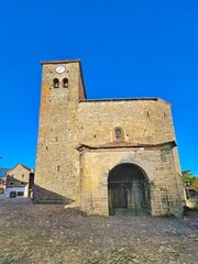 Fototapeta na wymiar church in Ansó Historical Artistic Complex is part of The most beautiful towns in Spain in Pyrenees of Huesca 