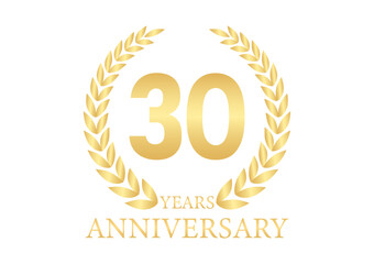30 Years or Thirty Years Anniversary Logo. Anniversary Celebration Logo for Wedding, Birthday Party or Celebration. Vector Illustration.