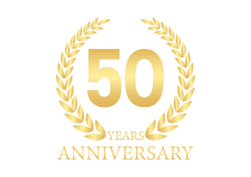 50 Years or Fifty Years Anniversary Logo. Anniversary Celebration Logo for Wedding, Birthday Party or Celebration. Vector Illustration.