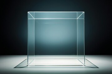 Glass podium for product presentation, transparent cube