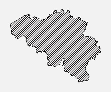 Outline map Belgium, divide parallel black lines