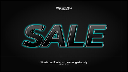 sale 3d text effect on black background