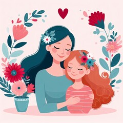 Happy mother's day illustration background social media design, Generative Ai