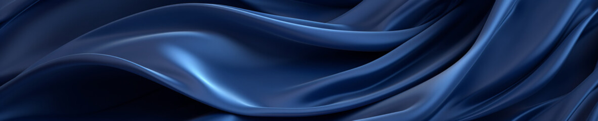 Obraz premium Dark blue silk background, in the style of rounded, luxurious fabrics. Abstract Banner concept