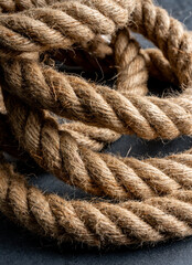 Thick rope on black background