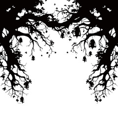 Naklejka premium tree branch svg, tree branch png, tree branch illustration, tree branch clipart, tree branch vector, floral, flower, vector, design, decoration, frame, illustration, silhouette, black, leaf, tree, 