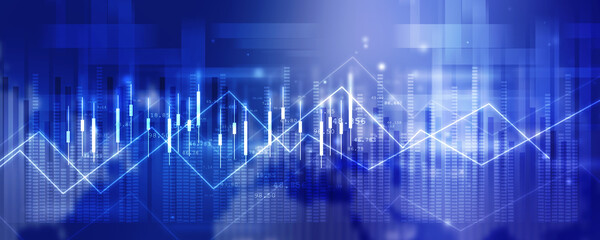 2d rendering Stock market online business concept. business Graph 