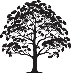 Obraz premium Tree silhouette editable vector illustration for logo icon isolated over white background