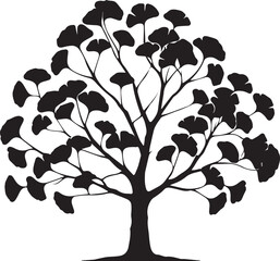 Tree silhouette editable vector illustration for logo icon isolated over white background