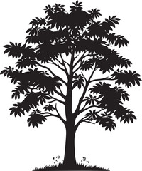 Tree silhouette editable vector illustration for logo icon isolated over white background