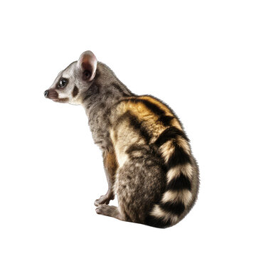 Banded Palm Civet sideview. Wild animals become extinct isolated on transparent background