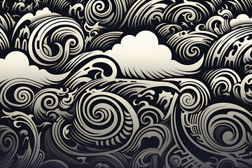 Art of polynesian background create by AI generated