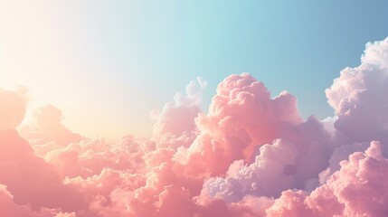 Soft and dreamy cotton ball clouds against a gradient sky, evoking a sense of tranquility and serenity for the designer's banner work. [Cotton cloud dreams] - obrazy, fototapety, plakaty