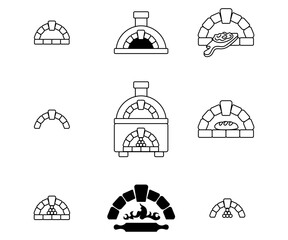 stove pizza icon outline vector. Oven brick. stone firewood. brick oven icons. illustration