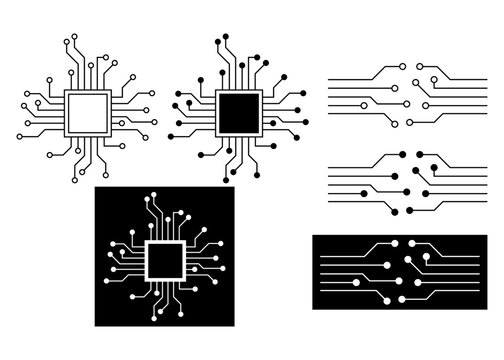 circuit board. technology icon. chip electronic minimalist style. illustration isolated on white background