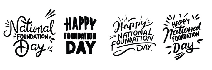 Collection of National Foundation Day inscriptions. Handwriting black text banners sets National Foundation Day concept. Hand drawn vector art.