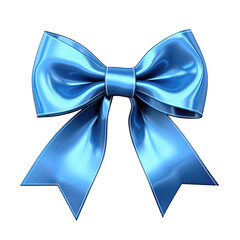 Blue bow with ribbon - gift decoration accessories on transparent background