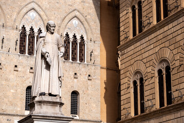 Statue of Sallustio Bandini at the Piazza Salimbeni in Siena
