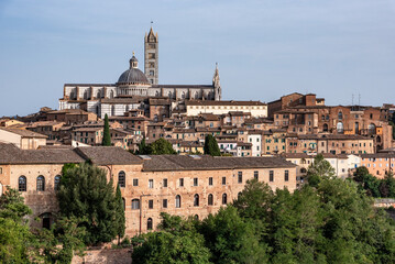Fototapeta na wymiar Panoramic view of the historic city of Siena and its cathedral