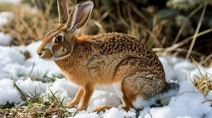 Naklejka premium rabbit in the snow