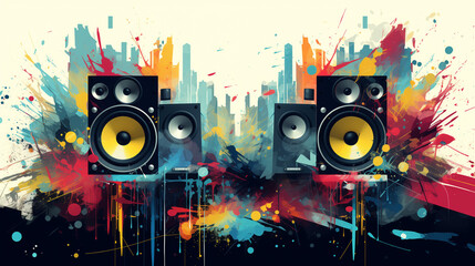 Obraz premium abstract music background with speakers, Ai generated image.