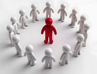 3d people in a circle with a leader