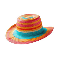 colorful beach hat - Fashion accessories when traveling or relaxing at the beach on transparent background