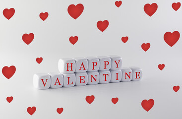 White dice with Happy Valentine's Day wishes