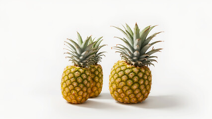 Ripe pineapples on a white background