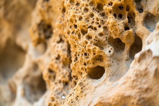 Termite mound architecture, a detailed shot featuring the intricate structure of a termite mound, showcasing the earthy texture, tunnels.