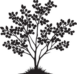 Tree silhouette editable vector illustration for logo icon isolated over white background