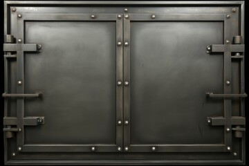 Vintage bank vault door with closed security safe box, full frame metal door for background