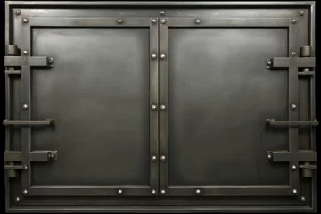 Fotobehang Oude deur Vintage bank vault door with closed security safe box, full frame metal door for background